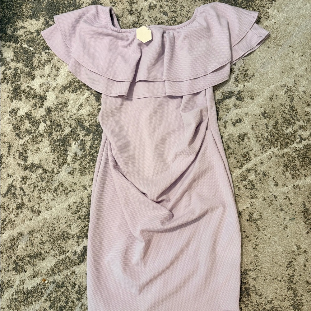 Pinkblush One-Shoulder Ruffle Sheath Maternity Dress in Lavender